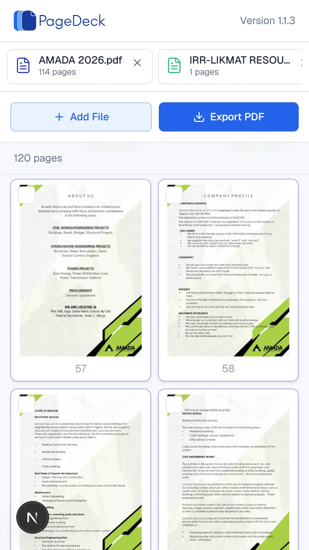 PageDeck organizer